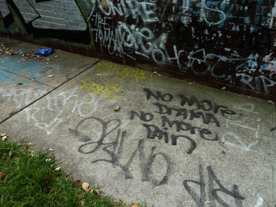 Tributes to graffitist Ontre, hit by a train 2012.