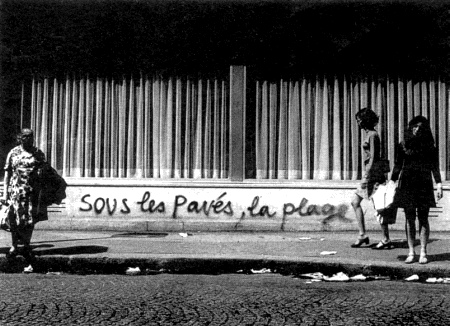 Photograph presumably â€“ but not necessarily â€“ taken in Paris in May 1968. Original source not known.