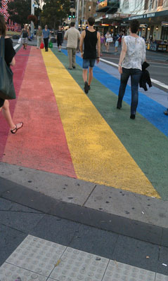 Rainbow crossing, Taylor Square, Sydney, March 2013
