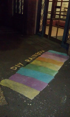 A painted DIY Rainbow Crossing in Jones Street, Ultimo (Sydney), April 2013 (photo by meganix).