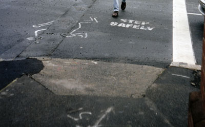 Pedestrian in trench, Newtown, 1999